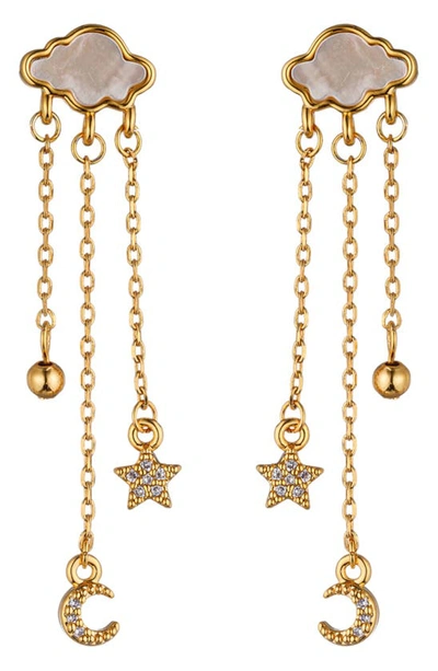 Shop Eye Candy Los Angeles Cloudy Day Cz Star/moon Drop Earrings In Gold