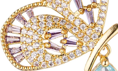 Eye Candy Los Angeles Butterfly Cz Drop Earrings In Gold
