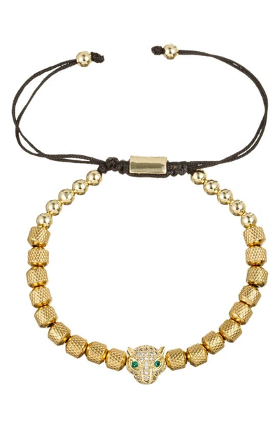 Shop Eye Candy Los Angeles Oliver Leopard Adjustable Bracelet In Gold