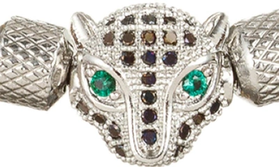 Shop Eye Candy Los Angeles Oliver Leopard Adjustable Bracelet In Silver