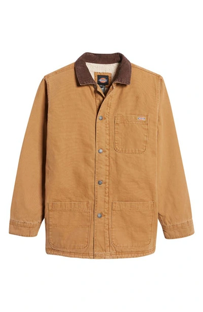 Shop Dickies Duck Cotton Canvas Chore Jacket In Stonewashed Brown Duck
