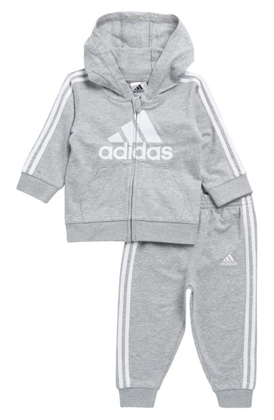 Shop Adidas Originals Zip Hoodie & Joggers Set In Grey Heather
