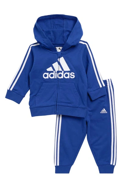 Shop Adidas Originals Zip Hoodie & Joggers Set In Brite Blue