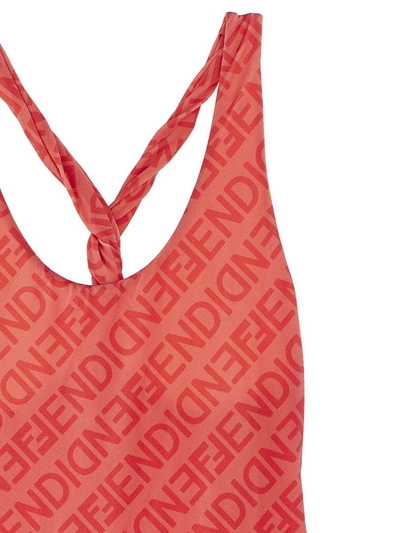 Shop Fendi All Over Logo One-piece Swimsuit In Pink