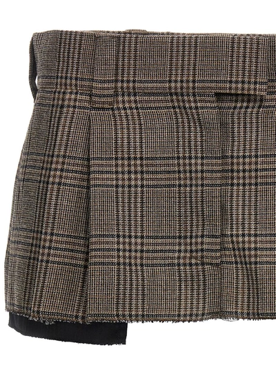 Shop Miu Miu Prince Of Wales Skirt In Brown