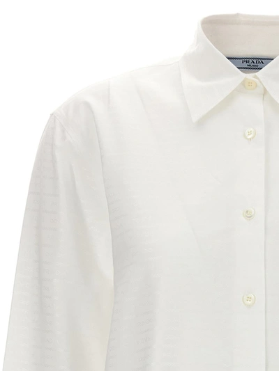 Shop Prada Jacquard Logo Shirt In White
