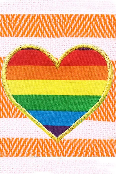 Shop Linum Home Textiles 100% Turkish Cotton Herringbone Cheerful Rainbow Heart Pestemal Beach Towel In Orange & White