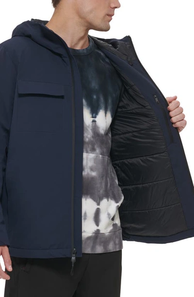 Shop Dkny Water Resistant Hooded Jacket In Navy