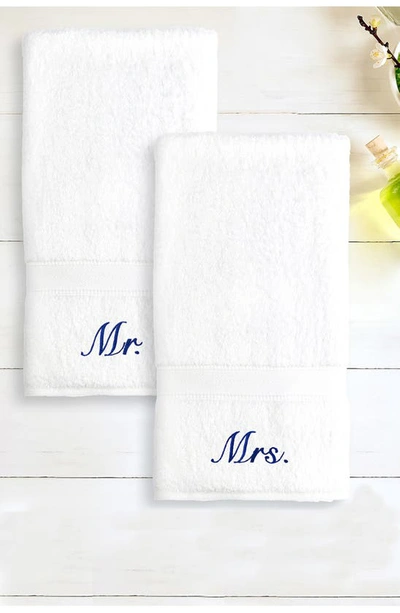 Shop Linum Home Textiles Mr. & Mrs. Embroidered Turkish Cotton Hand Towel In White