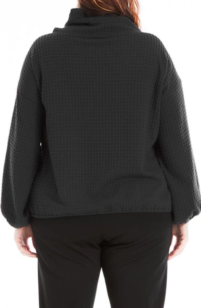 Shop Max Studio Waffle Knit Long Sleeve Pullover In Black