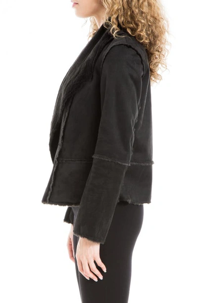Shop Max Studio Faux Fur Lined Drape Jacket In Black