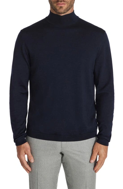 Shop Jack Victor Beaudry Mock Neck Wool Blend Sweater In Navy