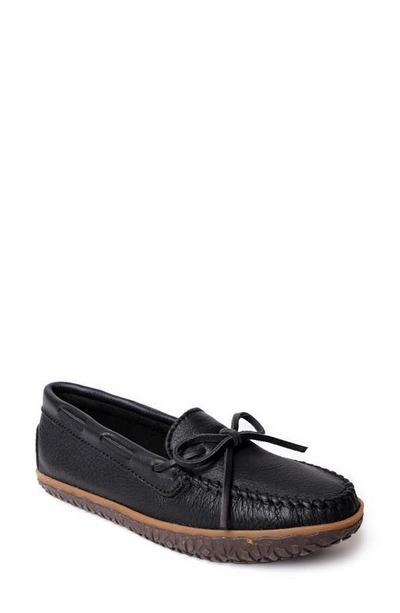 Shop Minnetonka Deerskin Tread Slipper In Black