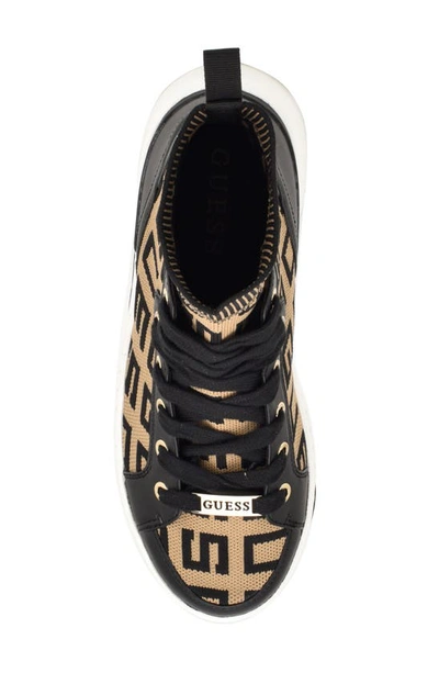 Guess Gw Manney Womens Manmade Fabric High Top Casual And Fashion Sneakers In Medium Brown