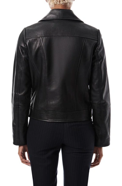 Shop Bernardo Crop Leather Moto Jacket In Black