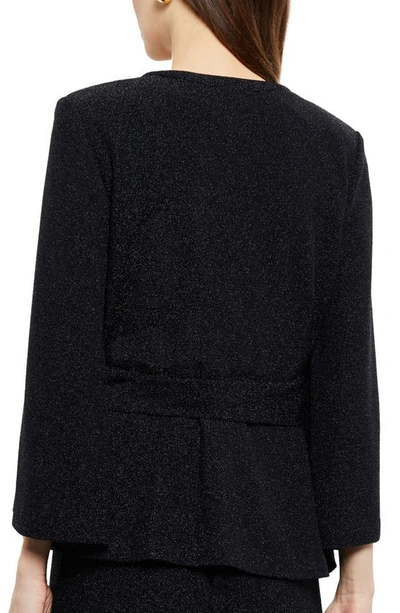 Shop Misook Sparkle Belted Jacket In Black