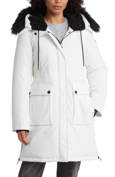 Shop Sam Edelman Faux Fur Trim Parka In White