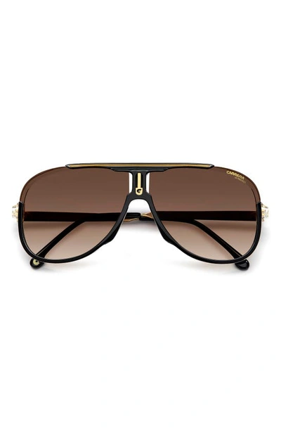 Shop Carrera Eyewear 64mm Oversize Aviator Sunglasses In Black Gold/ Brown Gradient