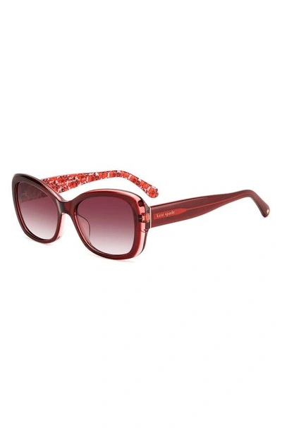 Shop Kate Spade Elowen 55mm Gradient Round Sunglasses In Red/ Burgundy Grad