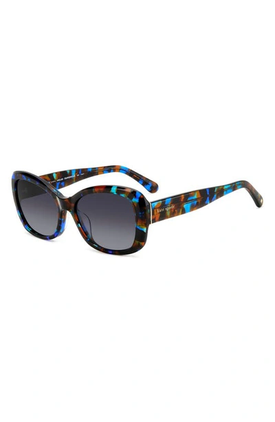 Shop Kate Spade Elowen 55mm Gradient Round Sunglasses In Black Blue Havana/ Grey
