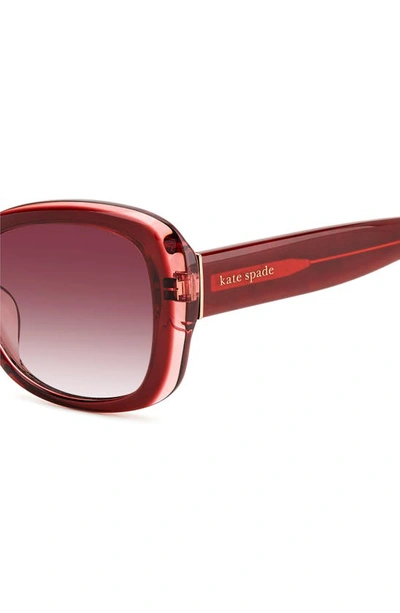 Shop Kate Spade Elowen 55mm Gradient Round Sunglasses In Red/ Burgundy Grad