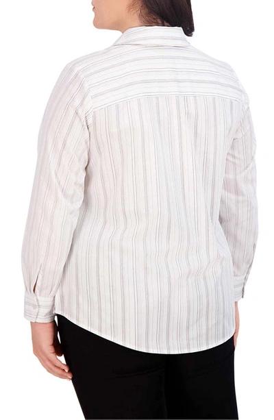 Shop Foxcroft Mary Metallic Stripe Shirt In White/ Black Stripe