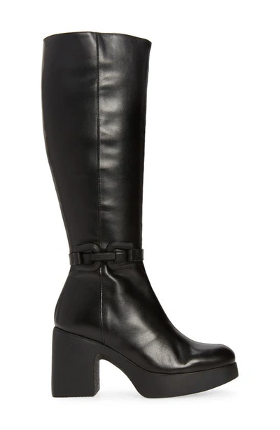 Wonders Platform Boot In Black Leather