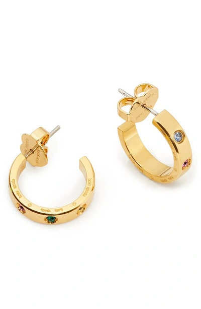 Shop Kate Spade Cubic Zirconia Huggie Hoop Earrings In Yellow Gold Multi