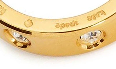 Shop Kate Spade Cubic Zirconia Huggie Hoop Earrings In Clear/ Gold