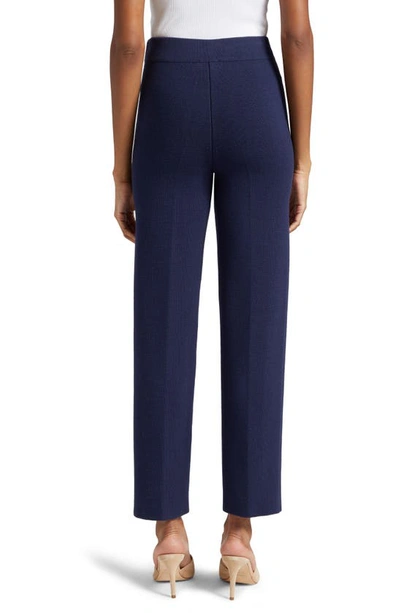 Shop L Agence Enda Cotton Blend Knit Ankle Pants In Midnight