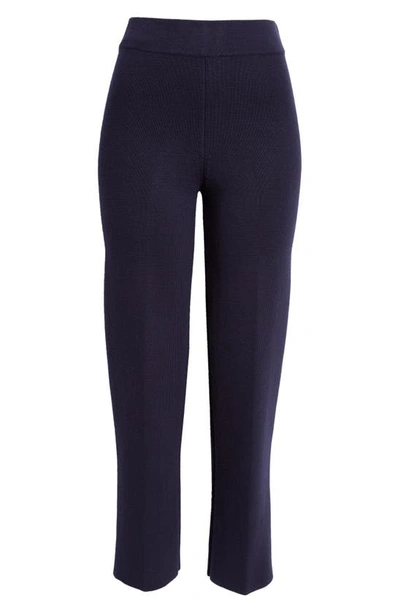 Shop L Agence Enda Cotton Blend Knit Ankle Pants In Midnight