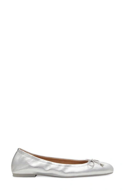 Shop Stuart Weitzman Bow Flat In Silver