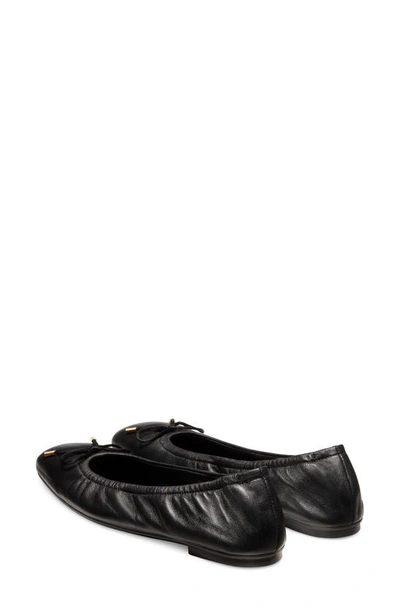 Stuart Weitzman Bardot Lambskin Bow Ballerina Flats In Black