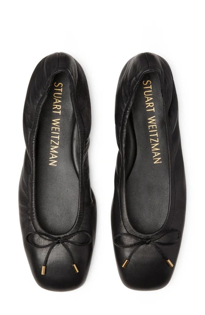 Stuart Weitzman Bardot Lambskin Bow Ballerina Flats In Black