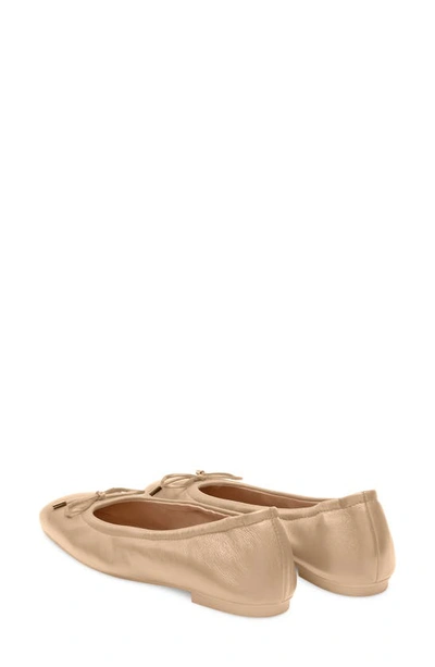 Stuart Weitzman Bardot Lambskin Bow Ballerina Flats In Adobe