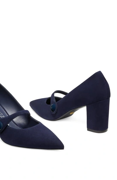 Shop Stuart Weitzman Sw 75 Pointed Toe Mary Jane Pump In Nice Blue