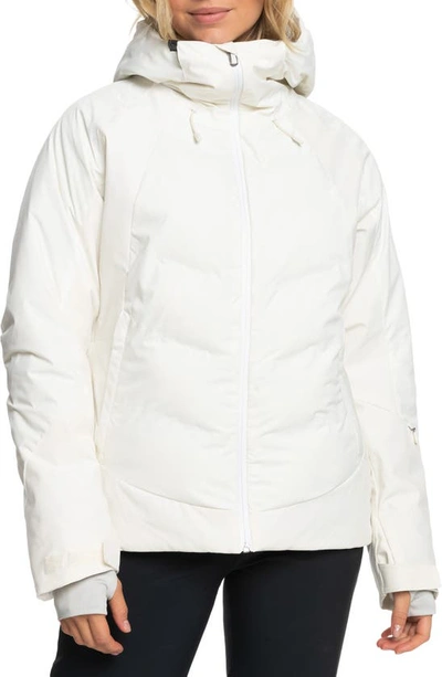 Shop Roxy Dusk Warmlink Hooded Snow Jacket In Egret