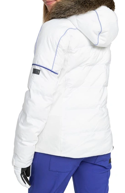 Shop Roxy Snowblizzard Snow Jacket With Removable Faux Fur Trim & Hood In Bright White