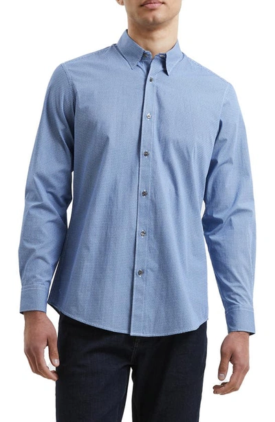Shop French Connection Premium Floral Button-up Oxford Shirt In Blue