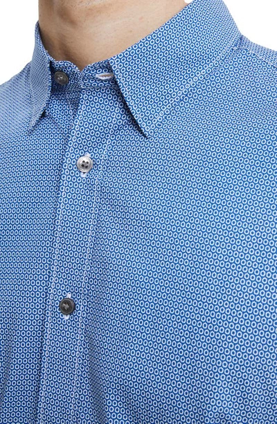 Shop French Connection Premium Floral Button-up Oxford Shirt In Blue