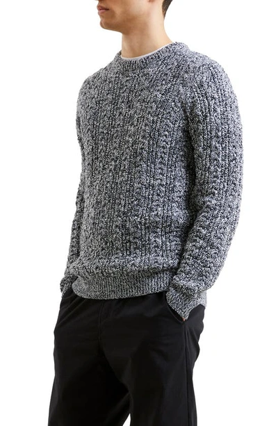 Shop French Connection Marled Cable Crewneck Sweater In Dark Navy