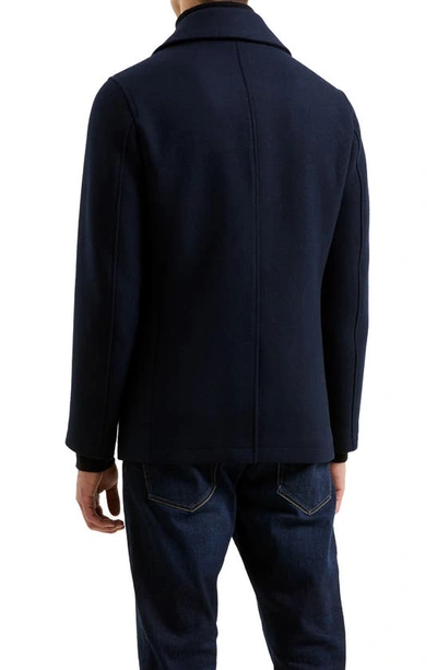 Shop French Connection Wool Blend Peacoat In Navy