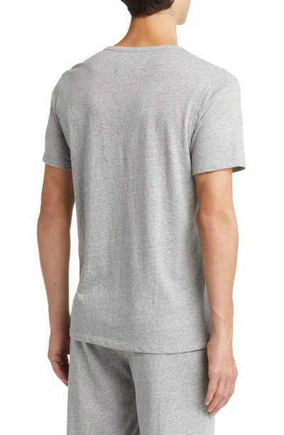 Shop Daniel Buchler Heathered Recycled Cotton Blend Henley Pajama T-shirt In Light Grey