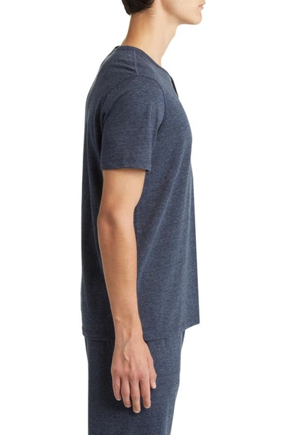 Shop Daniel Buchler Heathered Recycled Cotton Blend Henley Pajama T-shirt In Navy