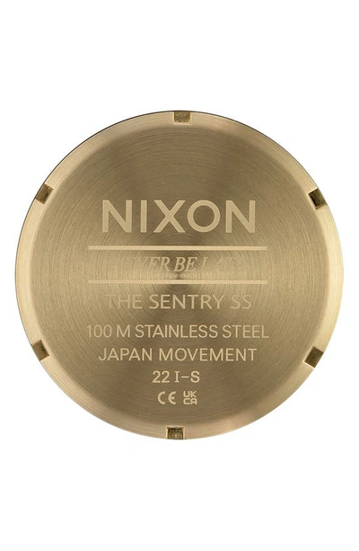 Shop Nixon Sentry Bracelet Watch, 42mm In Yellow Gold / Black