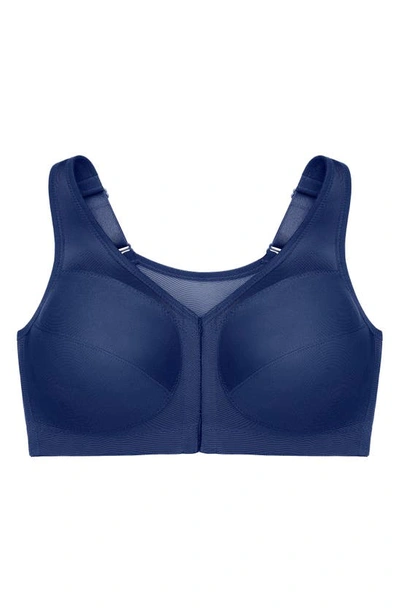 Glamorise Women's Full Figure Plus Size Magiclift Front Close Posture Back Support Bra 1265 In Blue