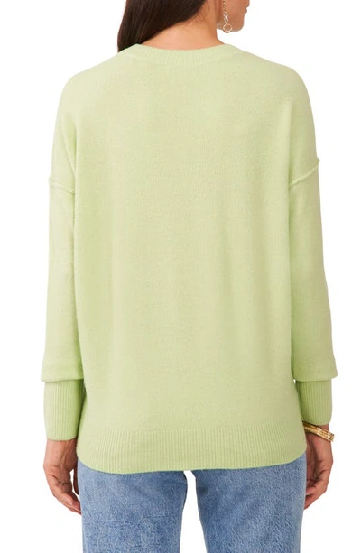Vince Camuto Center Seam Crewneck Sweater In Foam Green