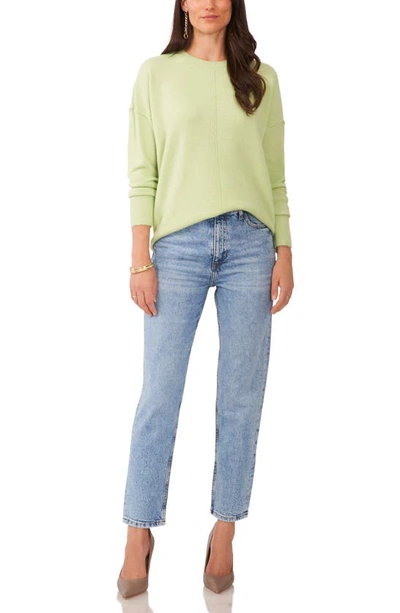 Vince Camuto Center Seam Crewneck Sweater In Foam Green
