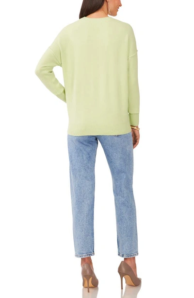 Vince Camuto Center Seam Crewneck Sweater In Foam Green