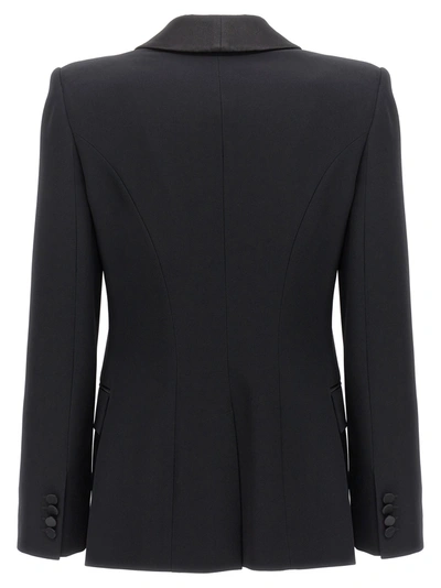 Shop Alexander Mcqueen Double-breasted Blazer With Satin Details Jackets Black